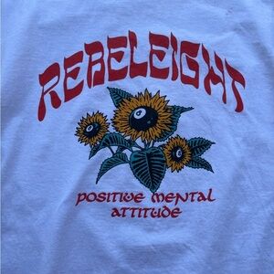 Men's RebelEight T-Shirt Spell-Out Logo L Long Sleeve Positivity Streetwear Art